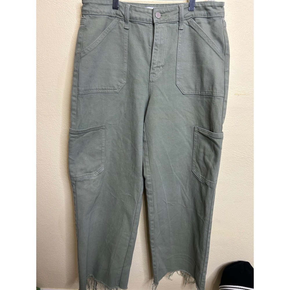 JBD by JUST BLACK DENIM Women's Cargo Pants Olive Green Frayed Hem Size 30‎